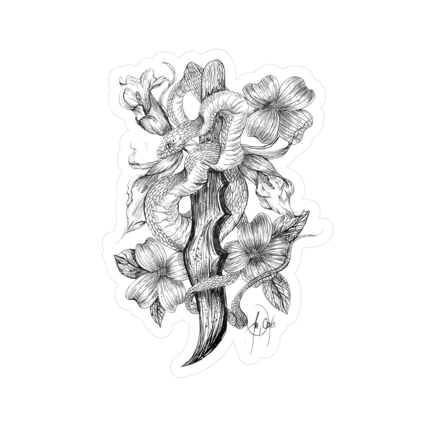 Dogwood Serpent Kiss-Cut Sticker