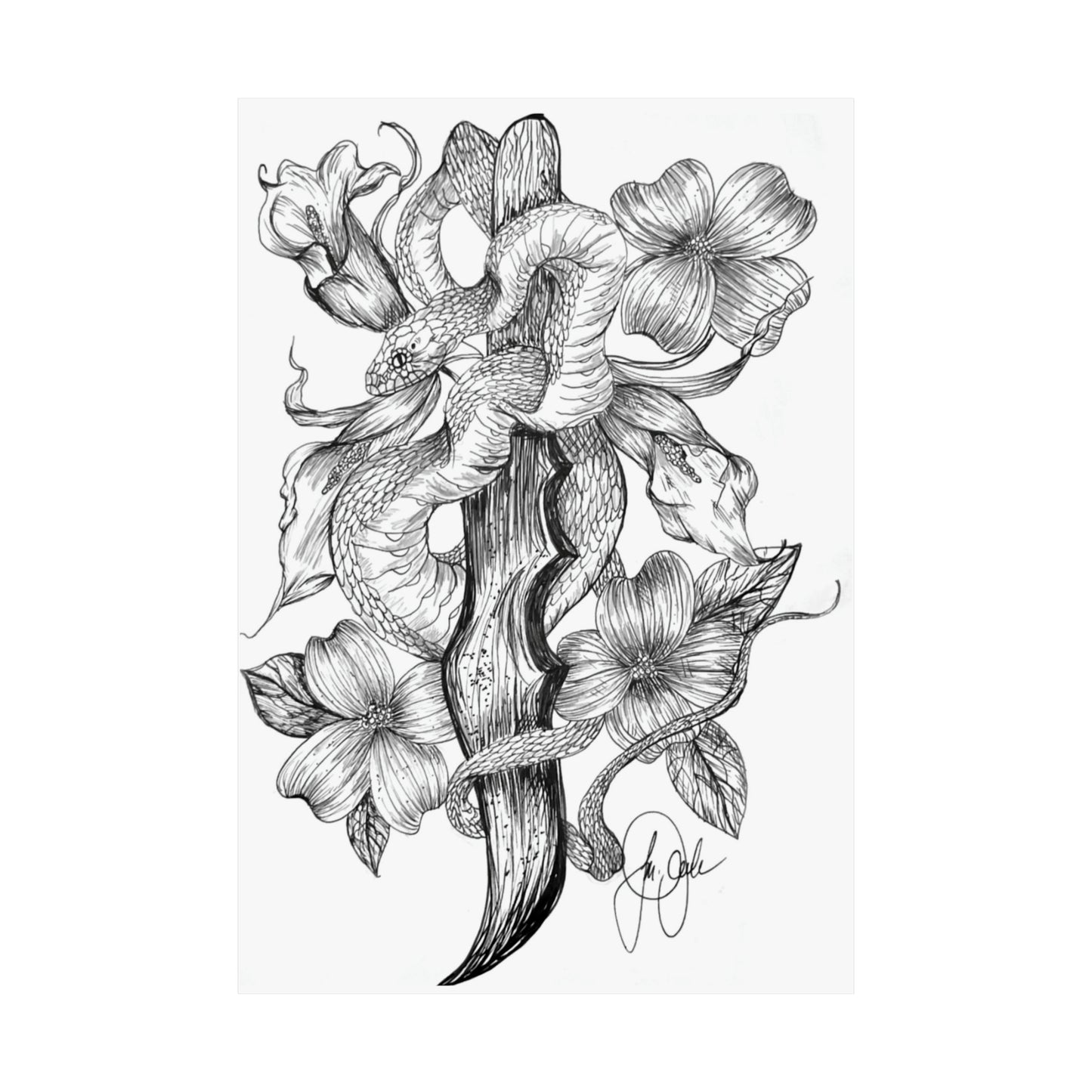 Dogwood Serpent Art Print